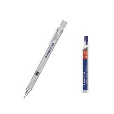 金屬系列製圖自動鉛筆 銀色+250系列HB筆芯, 0.5mm, 1套