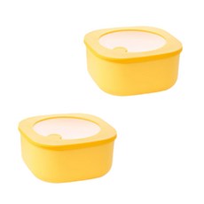 Lerati便當盒密封容器 1層 1.4L, 黃的, 2個