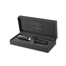 PARKER Duofold 全新經典百年 CT 鋼筆 + 轉換器 + 墨盒黑色 7p 套組, F, 黑色的