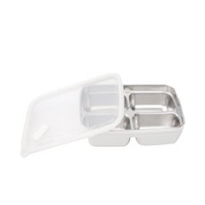 4格分隔餐盤+蓋子, 白色的