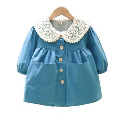 女童款花朵翻領連身裙式外套