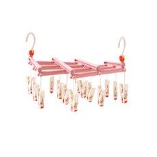 자바라 빨래 집게 건조대 14p, 핑크, 1개