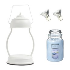 Yankee 蠟燭加熱器 + 蠟燭大型海灘漫步 + 燈泡 2 件套, 純白