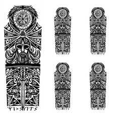 普通長款紋身貼紙 TQB255 L號, 單色, 5個