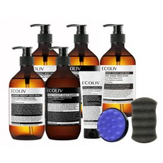 ecoliv 洗髮精 500ml 2入+沐浴露 500ml 2入+洗手液 500ml+洗面乳 120ml+化妝刷 隨機出貨+海綿 隨機出貨, 1套