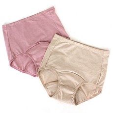 混色布料安心防漏內褲 2件組, 粉色米色