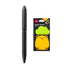 JETSTREAM 雙3色觸控筆0.5mm+得力動物膠注55002, 黑色（多筆）、便條紙（隨機發貨）, 1套