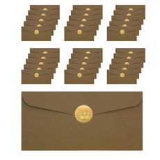 From&To 高級橫式信封 48入 + 燙金貼紙 48入 B118P-3, 混色, 1套