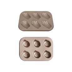 烘焙用瑪德蓮模具 6孔+鯛魚燒模具 6孔, 1套