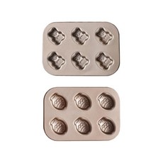 烘焙用熊模具 6孔+鯛魚燒模具 6孔, 1套