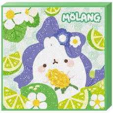 KMELLIE Molang 萊姆 DIY 帆布型 3D 圓形鑽石畫 25 x 25 cm, 混合色, 1套