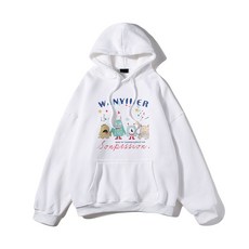 AOULS AULS女款寬鬆版型怪獸圖案運動連帽T #W6208