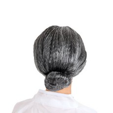 PARTYHAE 奶奶盤髮派對假髮, 灰色, 1個