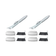 多功能清潔洗碗精刷子手把+刷毛 2入+海綿 2入, 灰色的, 2套