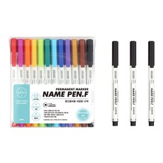 liflin 彩色簽字筆 M號 12入+簽字筆組, 混色, 黑色, 1套