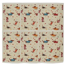 Ov&Ov棉質圖案抹布 秋天與小狗2 YJ49, 6個