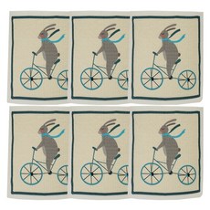 Ov&Ov吸水型圖案抹布 騎自行車的兔子 YJ09, 6個