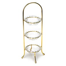 讀書茶水晶3層點心托盤, 混色, 1個