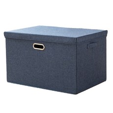 루비코코 린넨 뚜껑 수납 리빙박스 81L, 네이비 워셔블, 1개