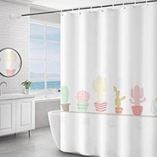 I Love Home 簡約可愛圖案浴室浴簾 TYPE4 180 x 200 cm, 1個