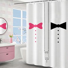 I Love Home 簡約可愛圖案浴室浴簾 TYPE2 180 x 180 cm, 1個