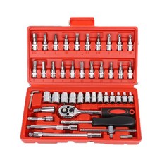 板手工具箱 紅色 46件, 1組, 工具 46種