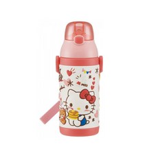 Skater 卡通圖案彈蓋式含吸管保溫瓶, Hello Kitty, 380ml