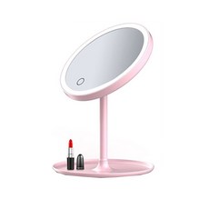 감동픽 LED 화장대 탁자 공주 거울, 핑크
