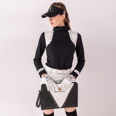 NEVERMINDALL 女款邊肩絎縫高領衣