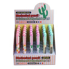 靈活的烏龜1500自動鉛筆Plus 3色原子筆 0.5mm 3種*10入, 紅色, 藍色, 黑色, 1套