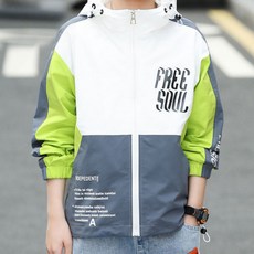 孩童拼色防風外套