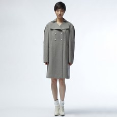 쿠만YHJ 여성용 멜란지 더블 브레스트 울 블렌드 코트