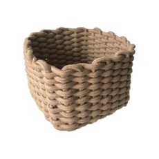 와다다샵 북유럽 핸드메이드 로프 패브릭 바구니, 베이지, 1개