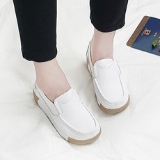 디아 여성용 드랑슈 소가죽 키높이 통굽 밴딩 쿠션 로퍼 5cm