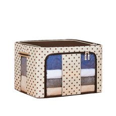 하이어데코 접이식 다용도 패브릭 리빙박스 24L 40 x 30 x 20 cm KMY21072803, 도트 아이보리, 1개