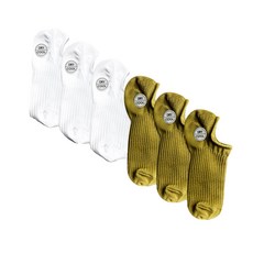 kkotdanzi 男性用運動機能性涼感快乾襪 白色3雙 + 橄欖綠3雙組合, 混合色