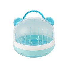 小熊附蓋奶瓶瀝水盒, 01 藍色