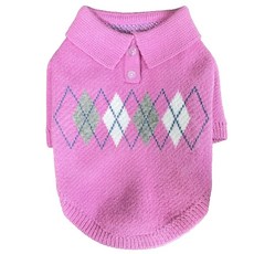 Kanish狗狗Polo領針織衫, 粉色的