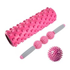 더자카 가정용 스트레칭 폼롤러 + 볼 + 마사지 스틱 세트, 핑크, 1개