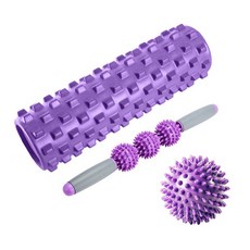 더자카 가정용 스트레칭 폼롤러 + 볼 + 마사지 스틱 세트, 퍼플, 1개