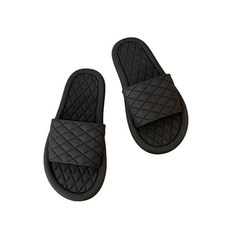 菱格紋浴室拖鞋, 黑色, 1個