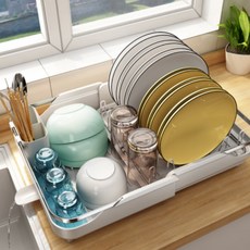 Dunhome 現代折疊式碗盤瀝水架, 白色的