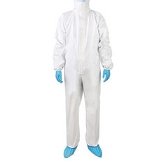 일회용 후드 전신 방역복, 화이트, 1개