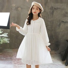 Misopapa 女童牧師風長袖鏤空洋裝