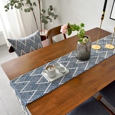 立體提花尖頭流蘇桌旗, 混合色, 4人用(長30cm x 寬180cm), 1個