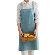 모던 심플 패브릭 방진 앞치마, 블루, 1개