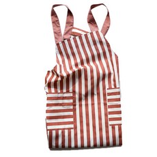 멜빵 심플 상큼한 스트라이프 앞치마, 레드, 1개