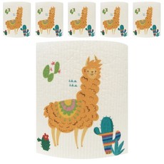 Ov&Ov棉質圖案抹布 黃色羊駝 YJ68, 6個