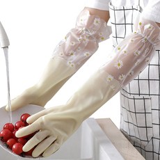 higher deco 雛菊馬卡龍色長版橡膠手套 雙手組 M, 雛菊黃, 中(M), 1套