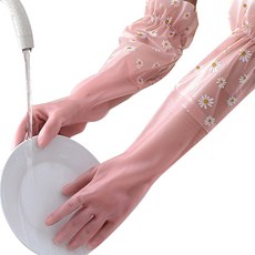 小雛菊加長橡膠手套 S號, 粉色, 1組, S